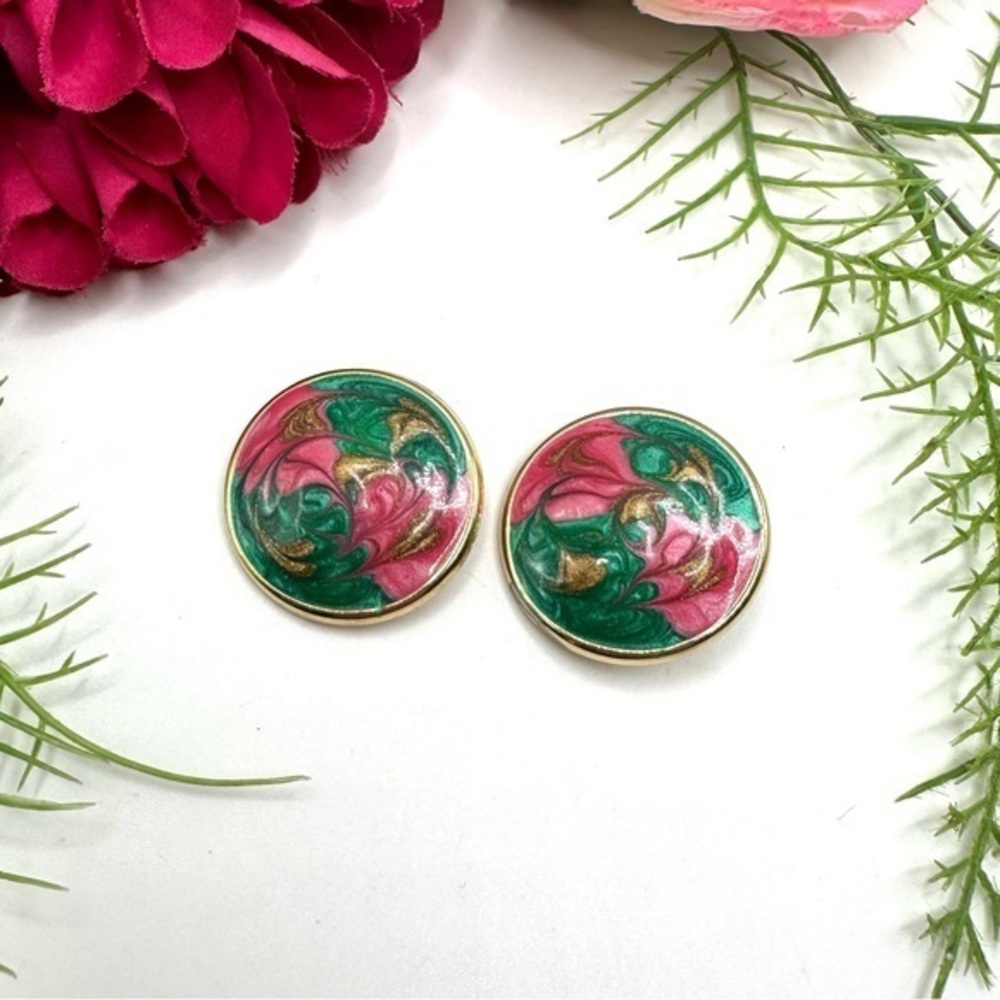 VINTAGE⚜️Retro Round Painted Clip Earrings